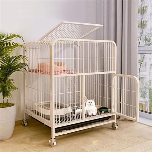 猫ケージ 大型 2段 猫ケージ 折りたたみ キャットケージ ドア付き 掃除しやすい 多頭飼い 脱走防止 ネコハウス 多段 組み替え自由 簡単組み ホワイト