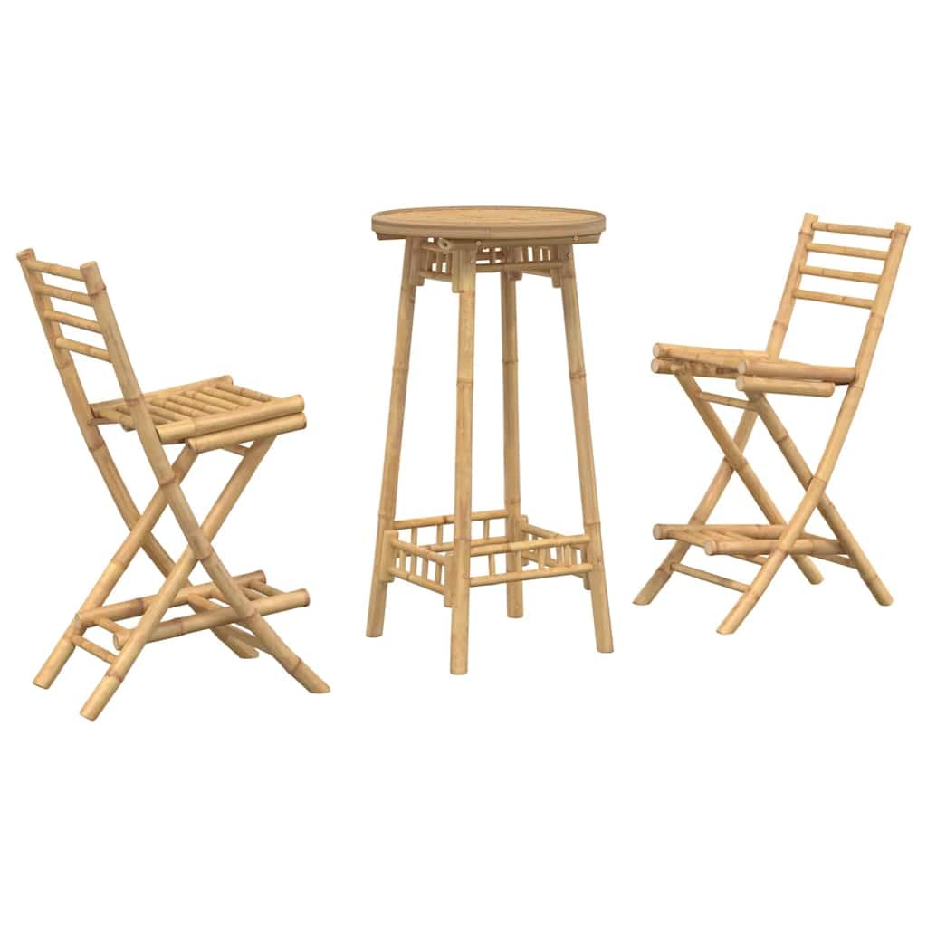 Hothingwell Bambusowy składany zewnętrzny zestaw 3-częściowy | Ergonomiczne oparcie, zintegrowana konstrukcja listew, do ogrodu na patio balkonowe