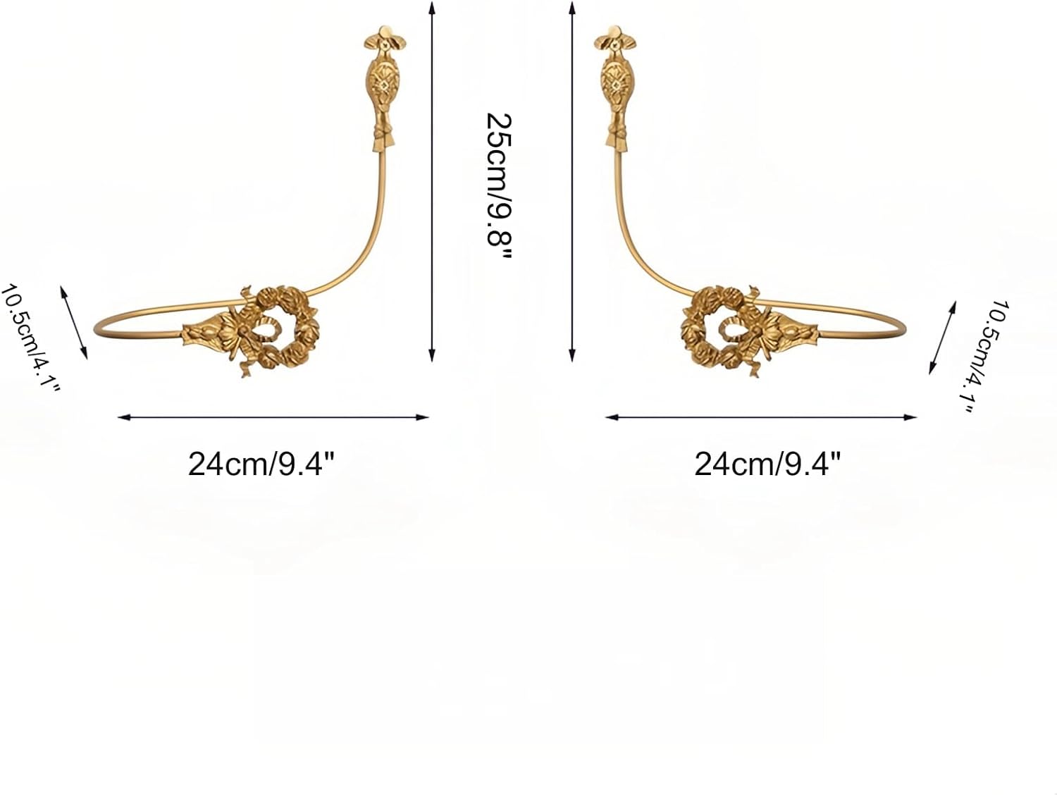 Set of 2 Decorative Window Curtain Holdbacks,Gold Metal Wall Hooks Decoration for Curtains,Curtain Tiebacks for Living Room Bedroom (Gold 1)
