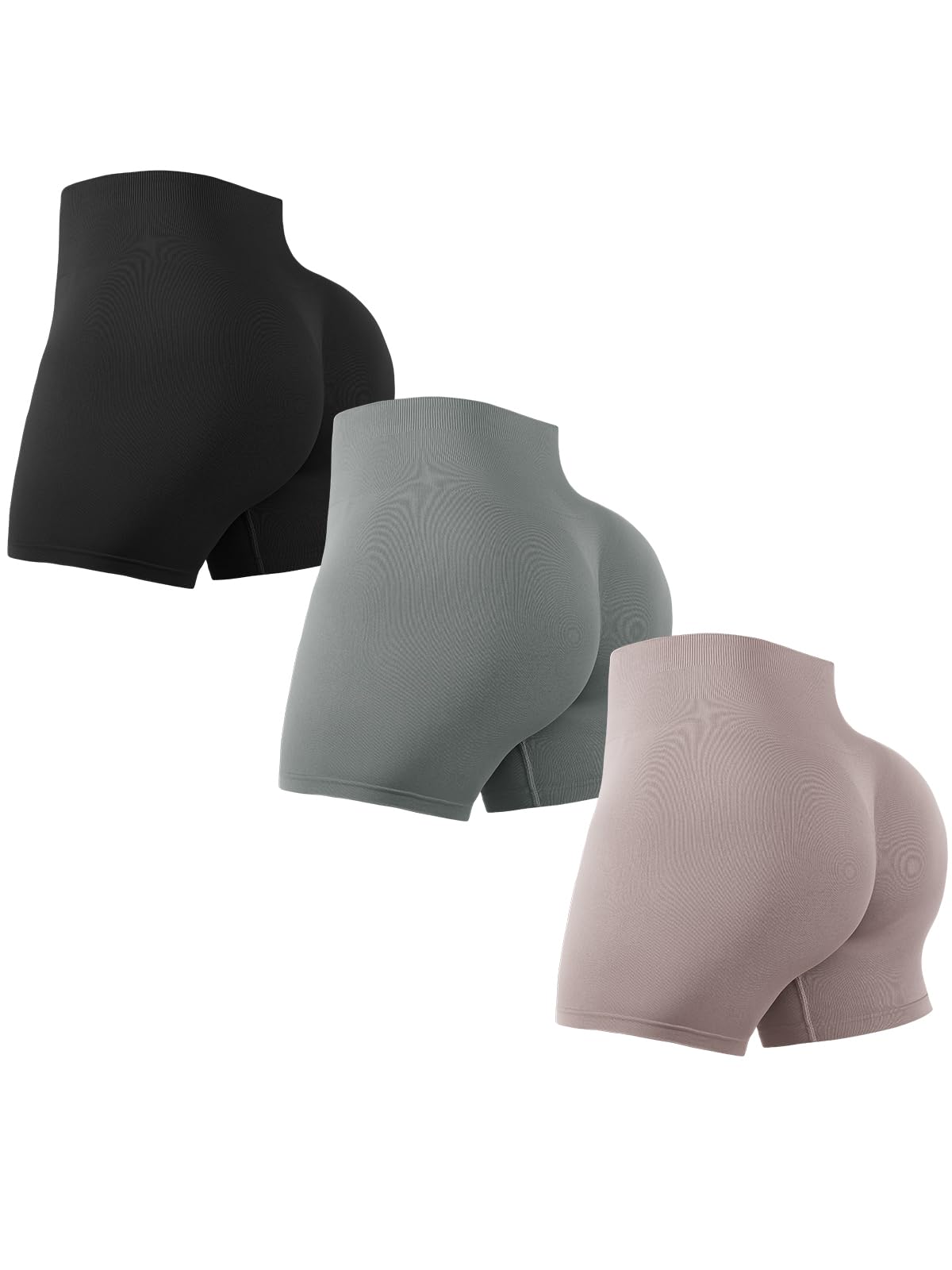 LISSMOMO 3 Piece Workout Shorts Womens Seamless High Waisted Scrunch Butt Athletic Gym Yoga Biker Shorts S-XL