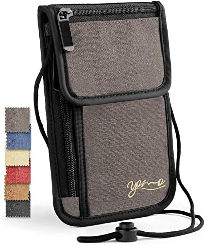 Passport Holder- by YOMO. RFID Safe. The Classic Neck Travel Wallet (Grey, One_Size)