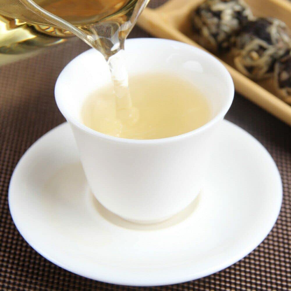 Perle Di Tè Pu'er Bianco Dall'aroma Leggero Tè Puer Naturale E Biologico Fatto a Mano in Cina Tee PuErh Bollito Senza Additivi Tea Puer Sfuso in Palline (250g)