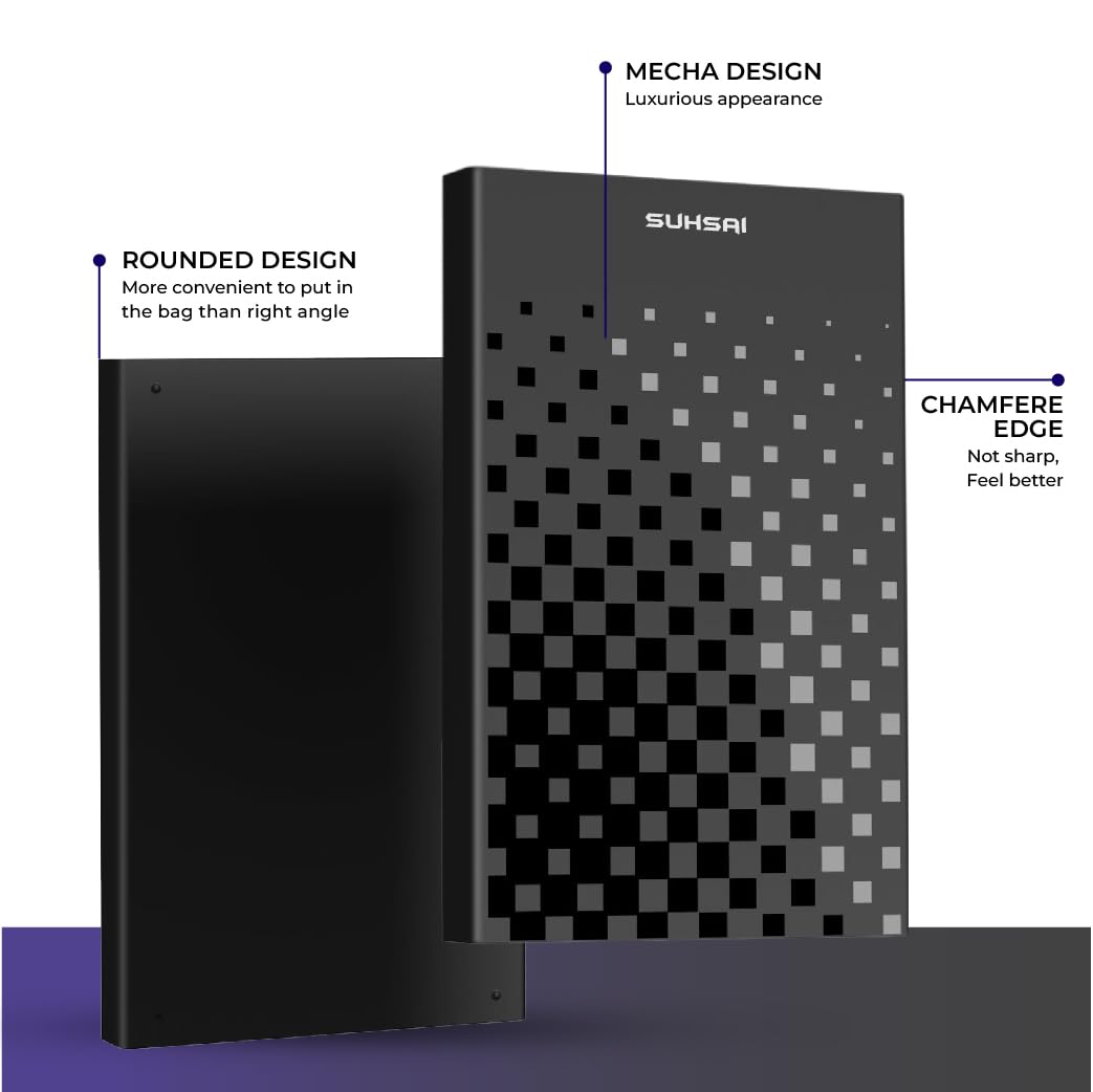SUHSAI Disco rigido esterno 1 TB USB 3.0 Plug & Play per il gaming | Elevata velocità per laptop, PC, Mac, computer desktop e console di gioco. Design compatto e leggero per il backup dei dati.