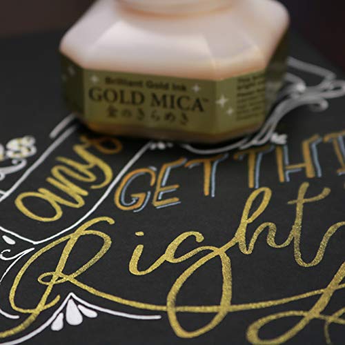 Image of ZIG Metallic Gold Ink 60g Artist Pigment for Calligraphy, Sumi Art, Illustration, Painting & Decorative Craft Work, Smooth Rich Gold Finish, Made in Japan