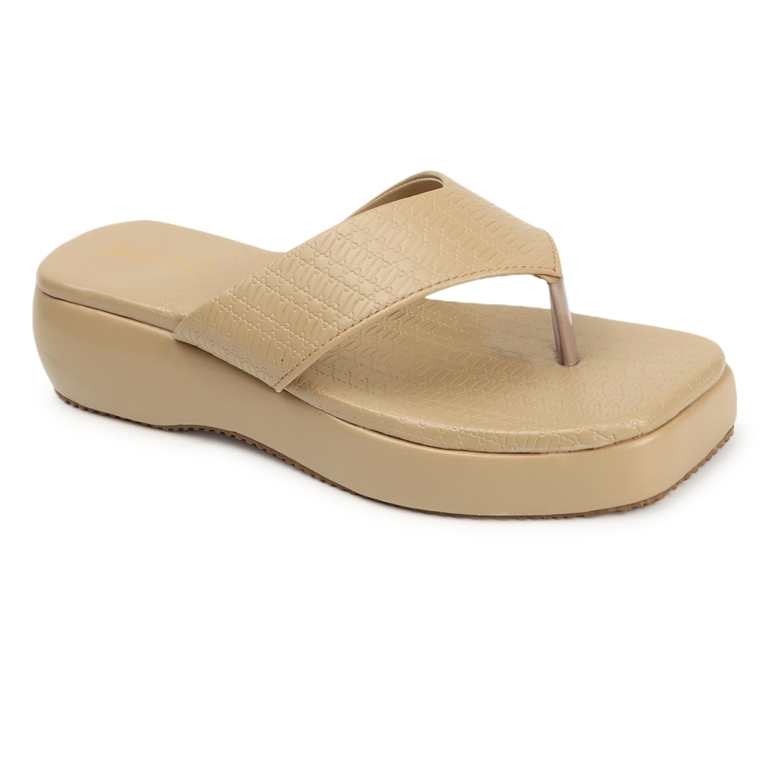 Smart & Sleek Womens Slip-On Thong Sandals with Quilted Strap, Tan Colour, Platform Heel (CREAM, UK Footwear Size System, Adult, Women, Numeric, Medium, 7) (B0DF5WPPRY) Amazon Price History, Amazon Price Tracker