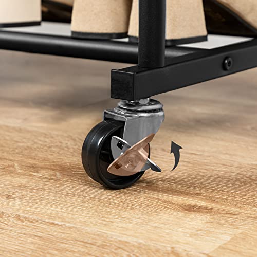 HOOBRO Kleiderständer auf Rollen, Schwerlast Kleiderstange, Garderobenständer mit 2 Kleiderstangen und Ablage, bis 100 kg Belastbarkeit, für Schlafzimmer, Flur, Dunkelbraun-Schwarz EBF22LY01