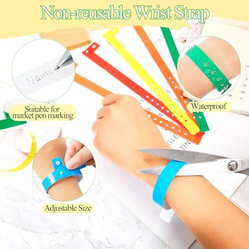 Image of Henoyso 300 Pcs Assorted Colors Plastic Wristbands for Events Vinyl Waterproof Pool Wristbands Neon Color Plastic Bracelet for Party Events Arm Band Identification for Concerts Carnivals