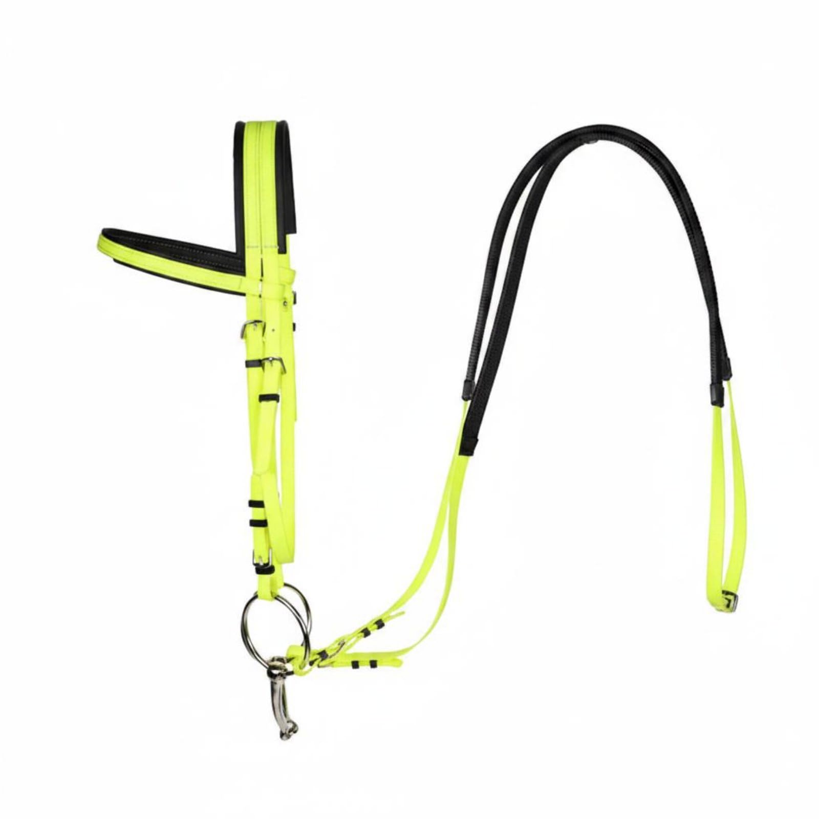 Brida para Caballo Hecha en PVC Reforzado Cabezada con Ajuste Personalizado de Goma Antideslizantes Incluido Adecuado para Paseo y, Amarillo