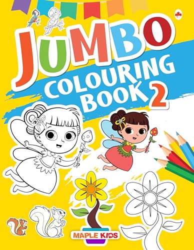 Image of Jumbo Colouring Book 2 - Activity Coloring Book - Gift to children for painting, drawing and colouring with reference guide - Colouring Activities - Age 3+