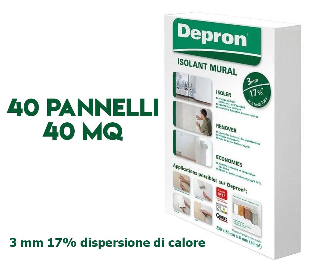 DEPRON Pannelli Isolanti 3 mm (125×80 cm) – Confezione 40 m² + Colla Glutolin 8 kg | Isolamento Termico e Acustico per Pareti e Soffitti | 1 paio di guanti in nitrile HYTAMA TOOLS