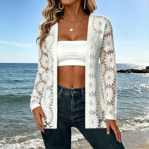 Lightweight Cardigans for Women Sheer Lace Cardigans Boho Kimono Cardigan - image 5