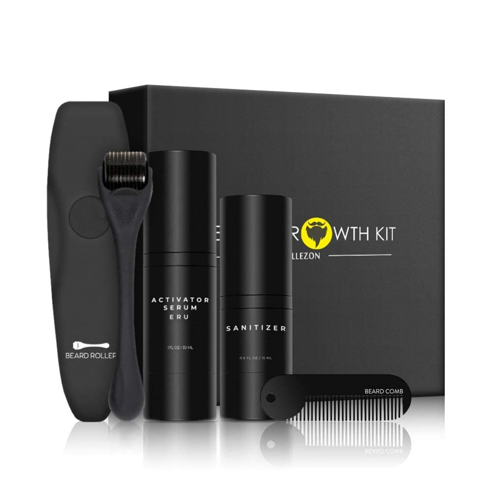 Jane Choi Kit De Croissance Barbe Sérum Huile Barbe Dermaroller Soin Barbe Hommes