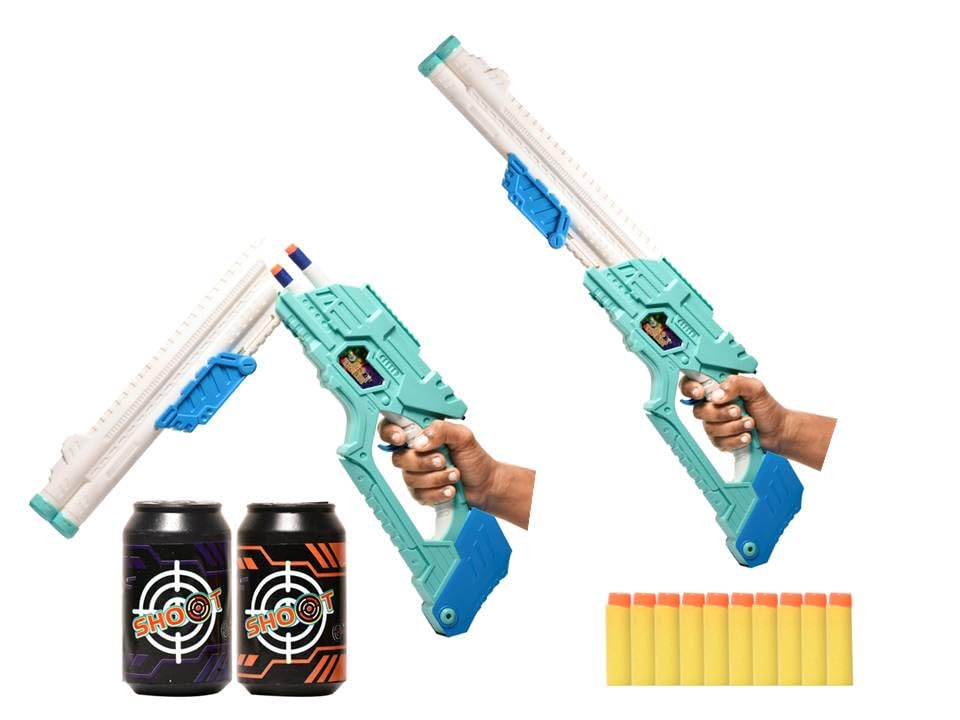 Braintastic Double Barrel Super Shot Gun with Ejecting Shells10 Soft Dart Bullet & 2 Targets Toy for Kids Age 8+ Years (White Green) (B0CNLNMLB3) Amazon Price History, Amazon Price Tracker