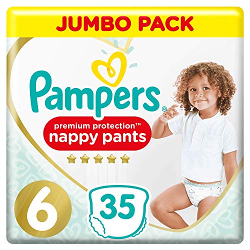 Pampers Premium Protection Nappy Pants Size 6, 35 Nappy Pants, 15+kg, Jumbo Pack