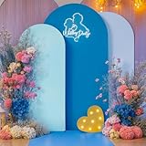 Picture of Blue Arch Backdrop Cover Set of 3 Blue Arch Cover 6FT 6.6FT 7.2FT Wedding Baby Shower Party Arch Covers Stretchy Backdrop Birthday Arch Stand Cover Spandex Ceremony Bridal Shower Decoration