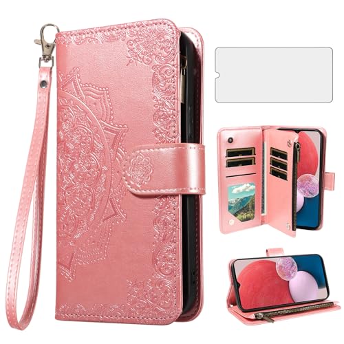 Coque Samsung A13 4G antichoc avec verre trempé écran et étui portefeuille rabat support vidéo