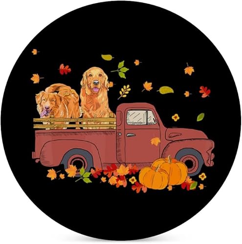Kuizee Juego de 2 posavasos Golden Retriever de calabaza, camión Hello Fall de cerámica absorbente, posavasos, apartamento, cocina, habitación, bar,