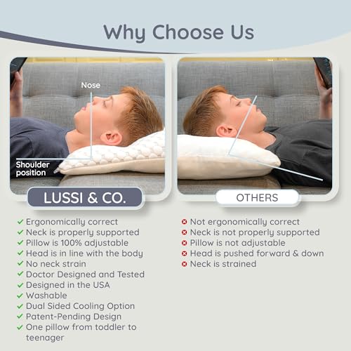 Toddler Pillow (2 Years Old) - 13x19 with Pillowcase - Ergonomic Mini Travel Pillow for Kids