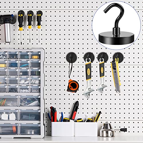Image of LOVIMAG Black Magnetic Hooks Heavy Duty, 100Lbs Strong Neodymium Magnet Hooks with Epoxy Coating for Home, Kitchen, Workplace, Office etc-4 Pack | Magnet with Hook for Cruise Cabins, Classroom, Kitchen Essentials, Door Decoration, Refrigerator, Black