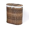 Seville Classics Premium Handwoven Portable Laundry Bin Basket with Carrying Handles Household Storage for Clothes Linens Sheets Mocha Brown Oval Hamper