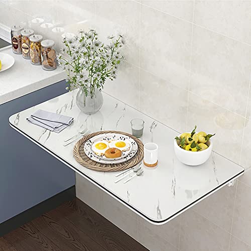 Table à Manger Murale rabattable et Chaise Pliante Motif Marbre - 4