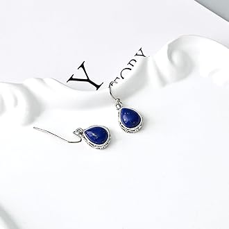 Vintage Teardrop Birthstone Dangle Earrings for Women Trendy, Gemstone Drop Earrings with Silver Hook Birthstone Jewelry for Christmas Gift