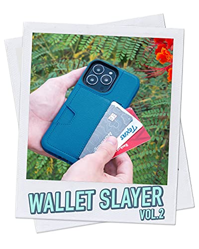 Image of Smartish iPhone 13 Pro Wallet Case - Wallet Slayer Vol. 2 [Slim + Protective] Credit Card Holder with Kickstand - Blues on The Green