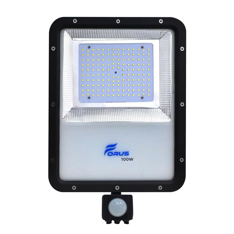 Image of Forus 100W LED Flood Light Green with Motion Sensor Auto On Off Day Night Mode Waterproof Outdoor Security Light for Garden Parking Garage Factory Warehouse High Bright Floodlight 4Yr Warranty-1Pc