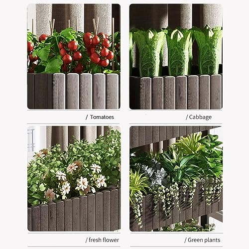 Jardinera elevada de madera con ruedas móvil de 3 niveles para verduras 5