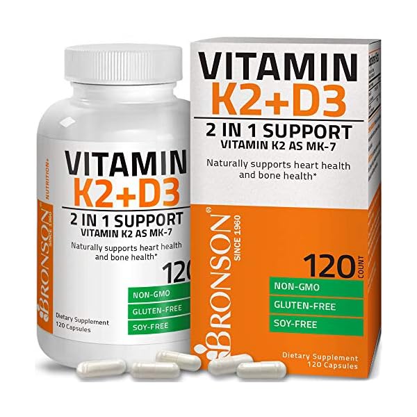 Vitamin-K2-MK7-with-D3-Supplement-Bone-and-Heart-Health-Non-GMO-Formula-5000-IU-Vitamin-D3-90-mcg-Vitamin-K2-MK-7-Easy-to-Swallow-Vitamin-D-K-Complex-120-Capsules Bronson Vitamin K2 (MK7) with D3 Supplement Non-GMO Formula 5000 IU Vitamin D3 & 90 mcg Vitamin K2 MK-7 Easy to Swallow Vitamin D & K Complex, 120 Capsules