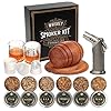 Whiskey Smoker Kit with Torch – 6 Flavors Wood Chips, 2 Glasses, 2 Ice Ball Molds – Cocktail Smoker Infuser Kit, Old Fashioned Drink Smoker Kit, Birthday Bourbon Whiskey Gifts for Men,Dad(NO Butane)