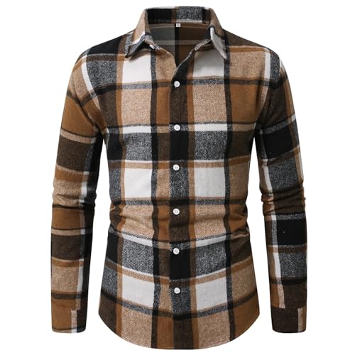 Faonkeew Camisa de franela para hombre de invierno, a cuadros, manga larga, algodón, camisa de trabajo, camisa de leñador, corte regular, camisa a cuadros, Oktoberfest, Navidad, manga larga, camisas