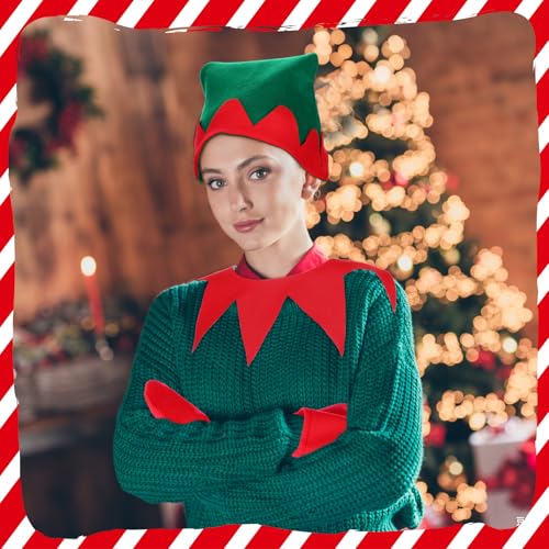 Image of 3 Pcs Christmas Costume Accessories Red and Green Accessories for Christmas Party Cosplay Costume Santa Helper Outfit