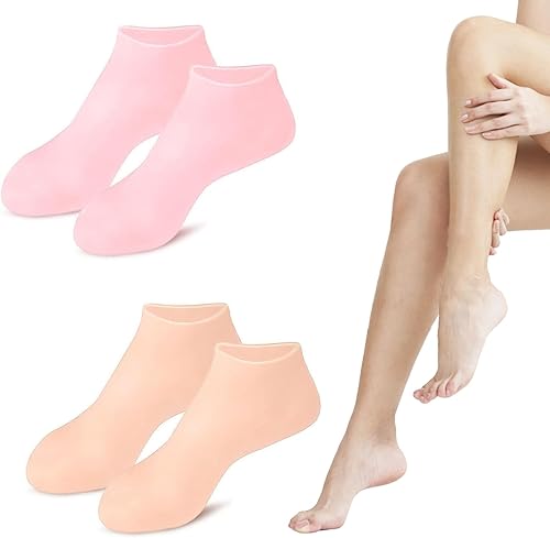 Calcetines hidratantes, 2 pares de calcetines de silicona para pies secos y agrietados para mujeres, pedicura, pies, spa, calcetines de gel suave,