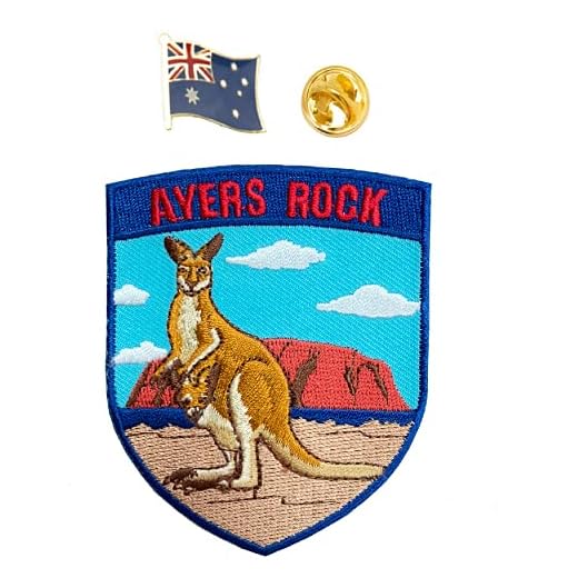 A-ONE 2 st paket – känguru Australien lapp strykjärn på lappar broderi applikationslapp, Australiens flagga pin emblem för handväska ryggsäck, patriotisk lapp, resor souvenir emblem nr.170P