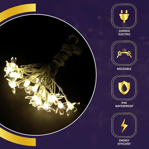 Image of Lexton 2 Meter 16 LED Silicon Flower Fairy String Festival Lights Indoor Outdoor Home Decoration Series for Diwali, Christmas, Wedding, Party, Home - (Warm White Pack of 1)