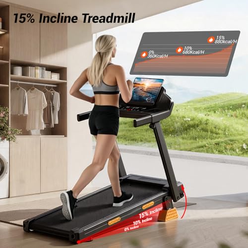 Lifestyle shot of LONTEK treadmill in small apartment
