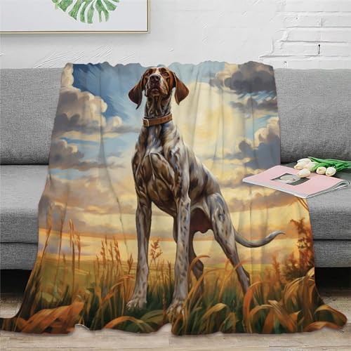 KKOLASXZE 3D Drucken Blanket Deutscher Kurzhaarzeiger Sofadecke Microfaser Bequem Und Atmungsaktiv Superweiche Decke Weiche Decke Für Bett Sofa Schlafzimmer Büro 50x60inch(127x152cm)