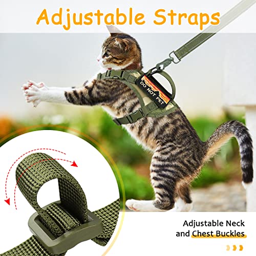Tactical Cat Harness And Leash,Escape Proof Large Cat Walking Vest,Adjustable Breathable Pet Vest With Control Handle,Molle Patches #TOP2