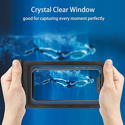 IPX8 Waterproof Phone Pouch Bag, Black Universal Phone Lanyard Case Underwater for Swimming Boating, Premium Dry Sleeve Holster for iPhone 14 Pro Max 13 12 11 10 XS XR Samsung Huawei etc. up to 7.2"