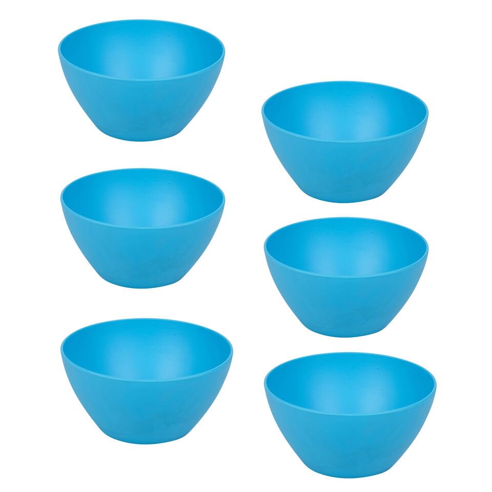 URBNLIVING 6X Small Deep Round Reusable Solid Colour Plastic Dinner Bowls