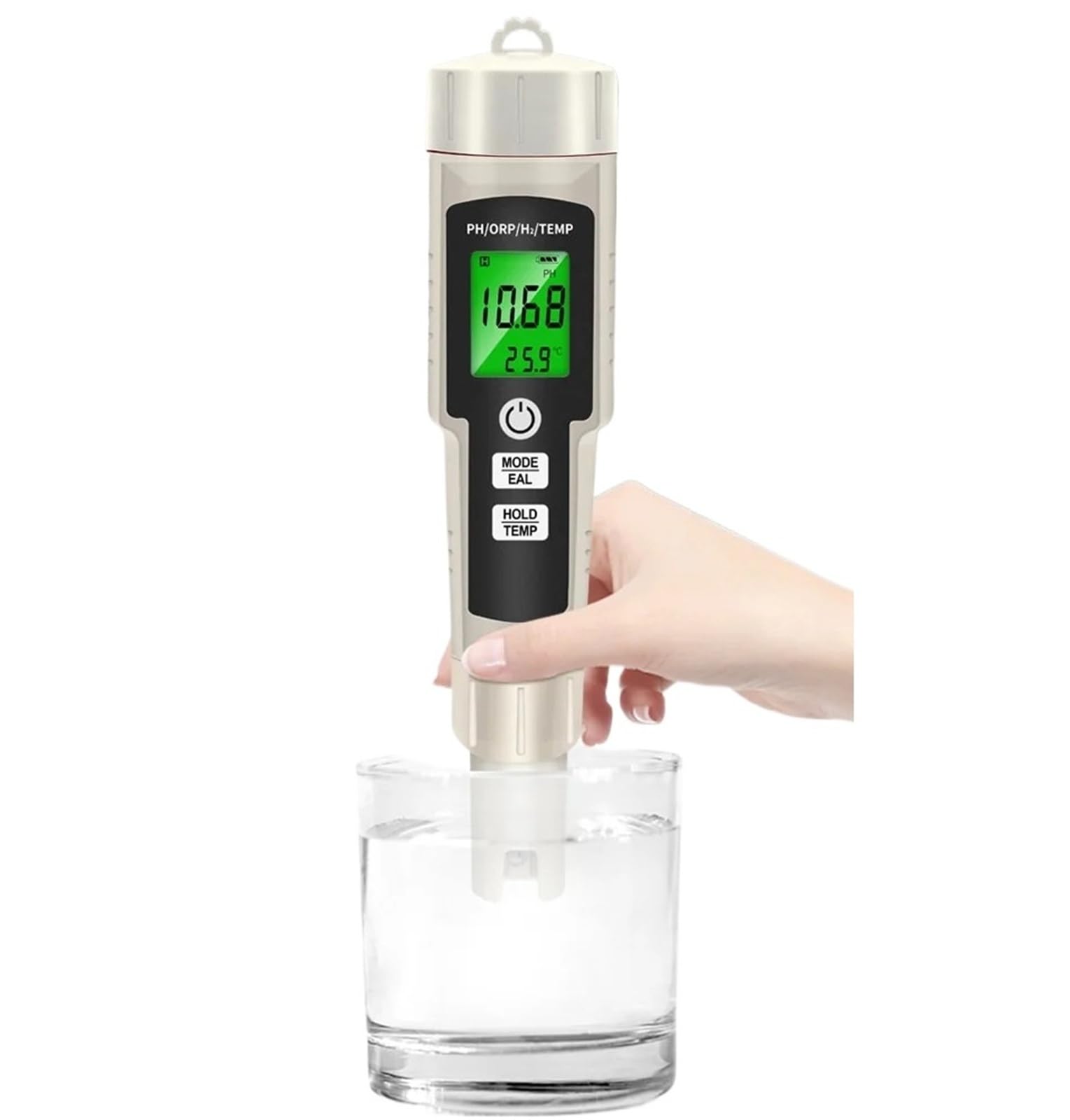 Digital pH Meter, 4 in 1 PH Meter Hydrogen Enriched Tester Backlight ORP H2 Temp Portable Test Pen Water Quality Detector for Pool Aquarium