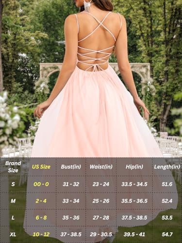 Image of ShawGobow Tulle Prom Dress with Slit,Sequin Backless Long Flowy Dresses for Women,Sexy Sparkly Outfits Homecoming Wedding