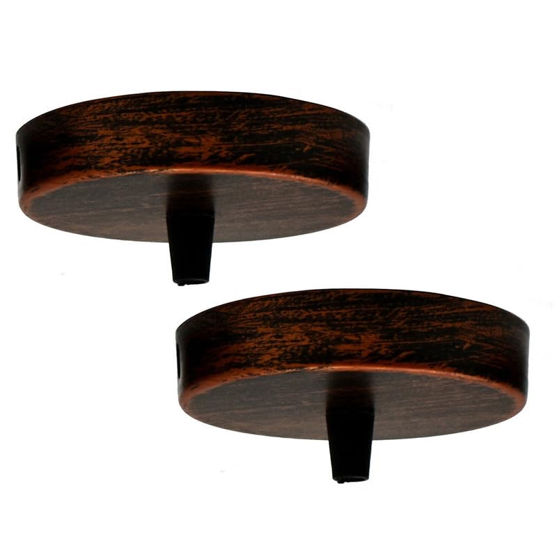 2 Pack Rustic red Metal Ceiling Rose 120mm Round Antique Ceiling Canopy Durable Pendant Light Cover for Pendant Light Fitting Single Outlet Ceiling Plate Accessories for Modern UK Home Lighting