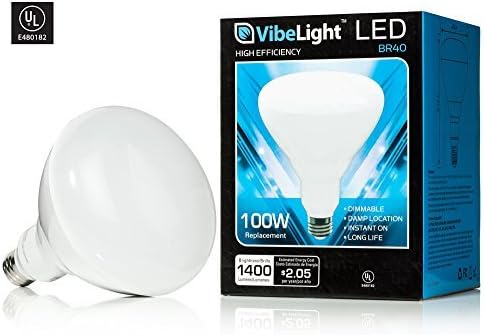 VibeLight BR40 LED Light Bulb, 100 Watt Replacement (17 Watt, 1400 Lumens), 110° Beam Angle, Dimmable Flood Light Bulb, Warm White 3000K, Medium Base (E26), UL-Listed, Energy Efficient