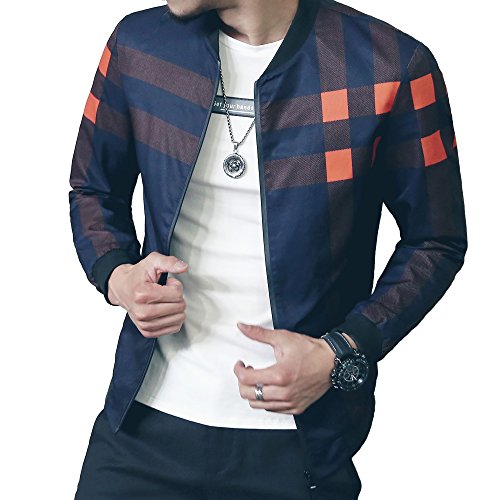 LOGEEYAR Men's Bomber Jacket Casual Lightweight Jacket Color Block Windbreaker Coat with Pocket3