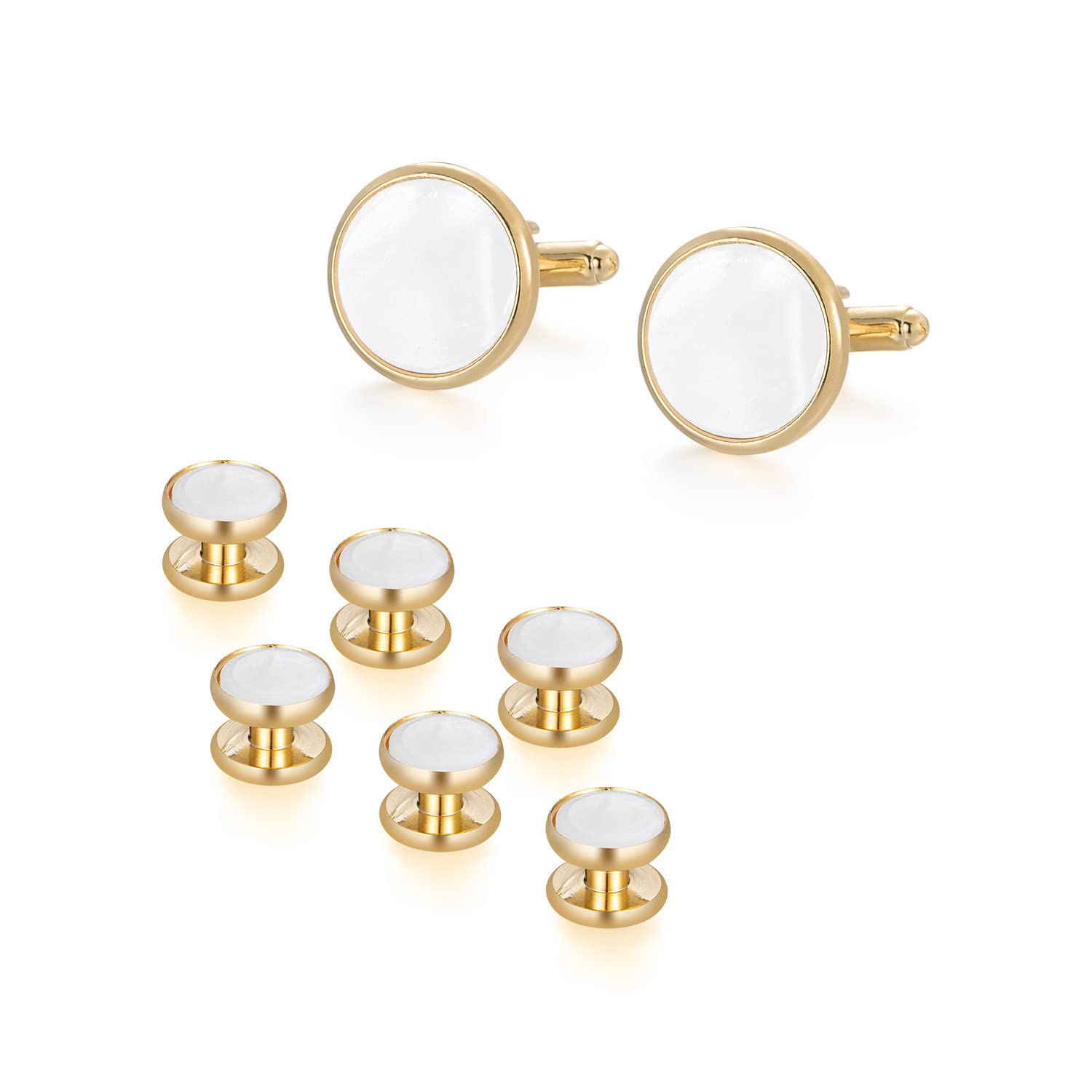 Wynameleri 1 Paar Manschettenknöpfe und 3 Paar Smoking Pins - Herrenschmuck Set mit Geschenkbox, Geschenk für 4 Jahrestag Hochzeit Geschenke für Ihn sexy Stil