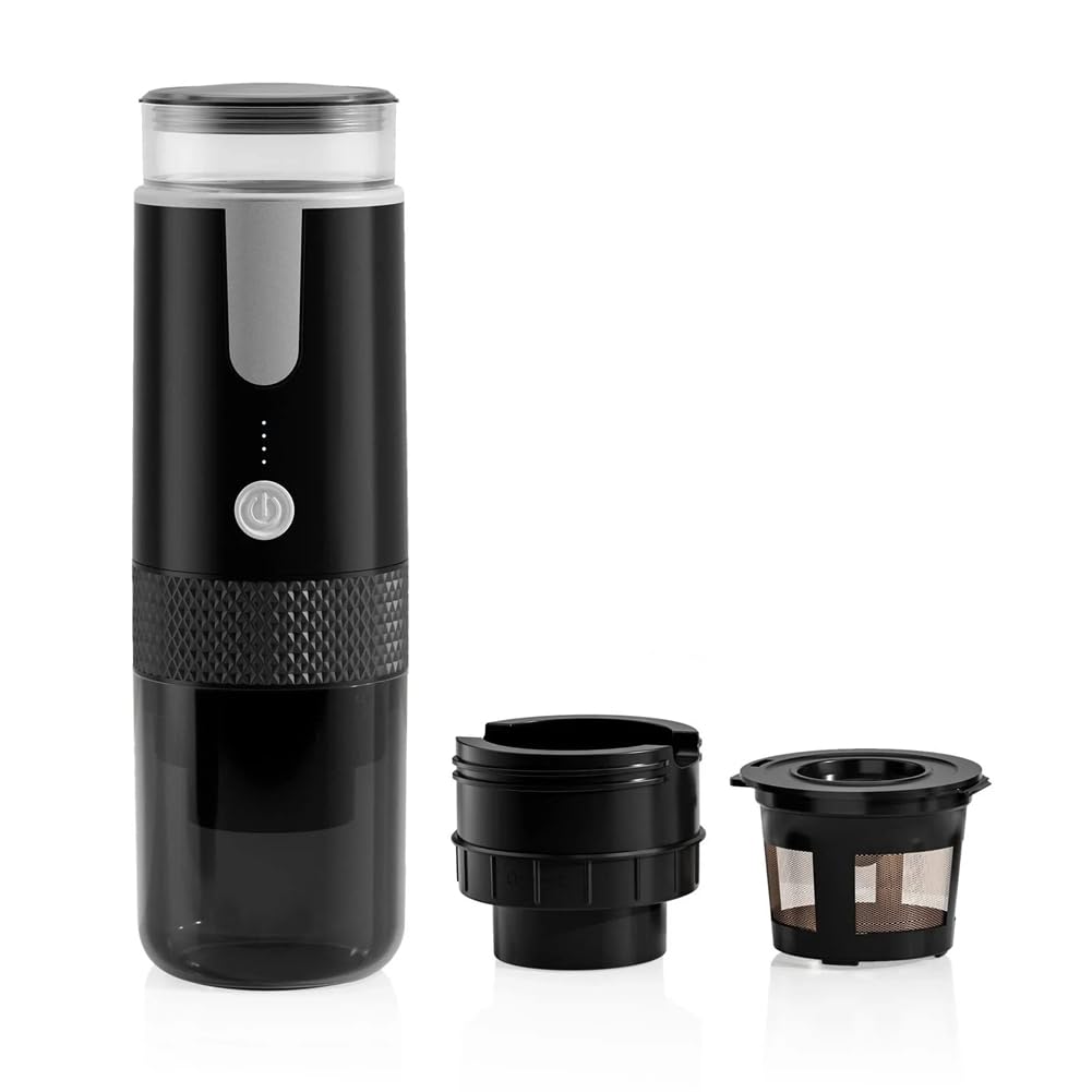 Cafetera Eléctrica con Cápsulas, Cafetera Molida, Cafetera Portátil, Compatible con Café en Polvo y Cápsulas de Café