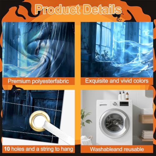 Image of Halloween Garage Door Decorations 7 x 16 ft, Ghost Corridor Cover