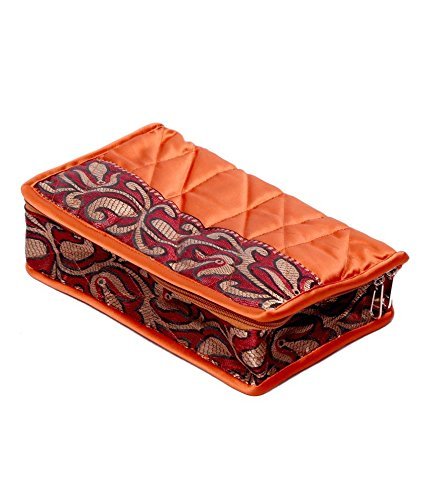 Kuber Industries Designer Jewellery Kit in Heavy Quilted Brocade Material Brown